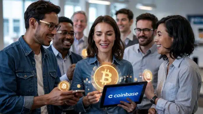 Investidores observando novo produto de bitcoin da Coinbase